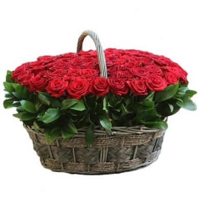 FunRose 101 Роза Эквадор Красный в корзине (50 см) Корзины