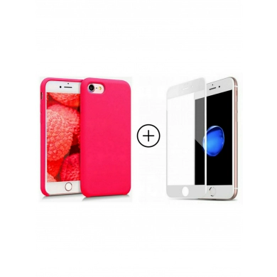 FunRose Розовый чехол + Белое стекло на Iphone 7/8/SE 2020 Аксессуары