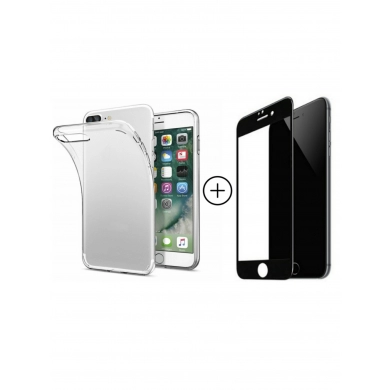 FunRose Прозрачный бампер + Черное стекло на Iphone 7 Plus/8 Plus Аксессуары